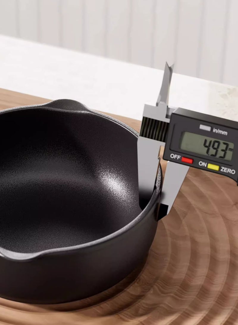 موندا قدر صغير من الحديد الزهر مع مقبض خشبي، قدر صغير من الحديد لتسخين الحليب والزبدة مع صنبور صب، سعة 400 مل - Image 3