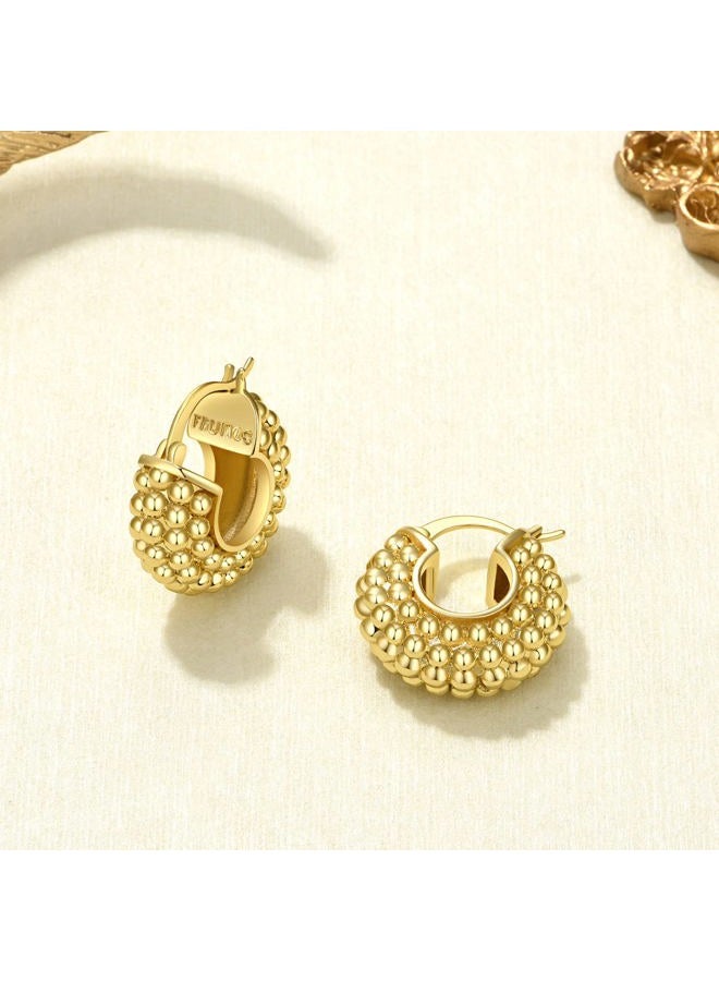 FRUMOS 18K Gold Plated Chunky Hoop Earrings for Women Fashion Thick Gold Hoops Set Jewelry for Birthday Christmas Gifts, Medium, Crystal, Cubic Zirconia - Image 3