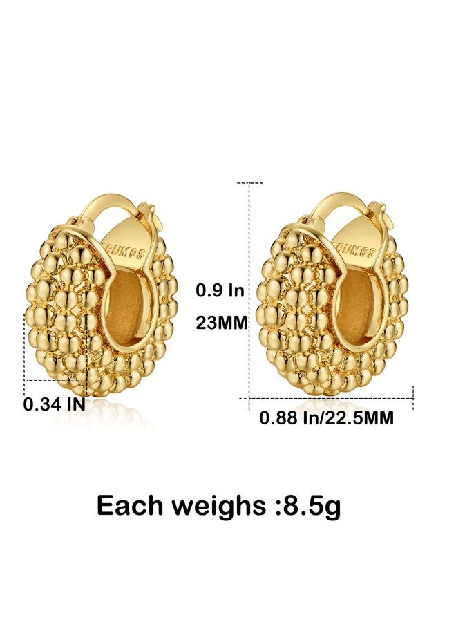FRUMOS 18K Gold Plated Chunky Hoop Earrings for Women Fashion Thick Gold Hoops Set Jewelry for Birthday Christmas Gifts, Medium, Crystal, Cubic Zirconia - Image 2