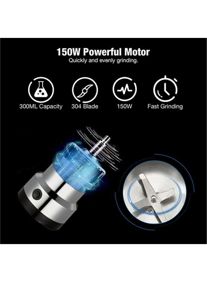 Hihonor 150W Spice Coffee Grinder, Electric 10s Fast Grinding Multifunction Smash Machine, Portable Dry Grain Mill Grinder, Household Food Suitable Coffee Beans, Grains, Seasonings, Spices（300ML） - Image 5