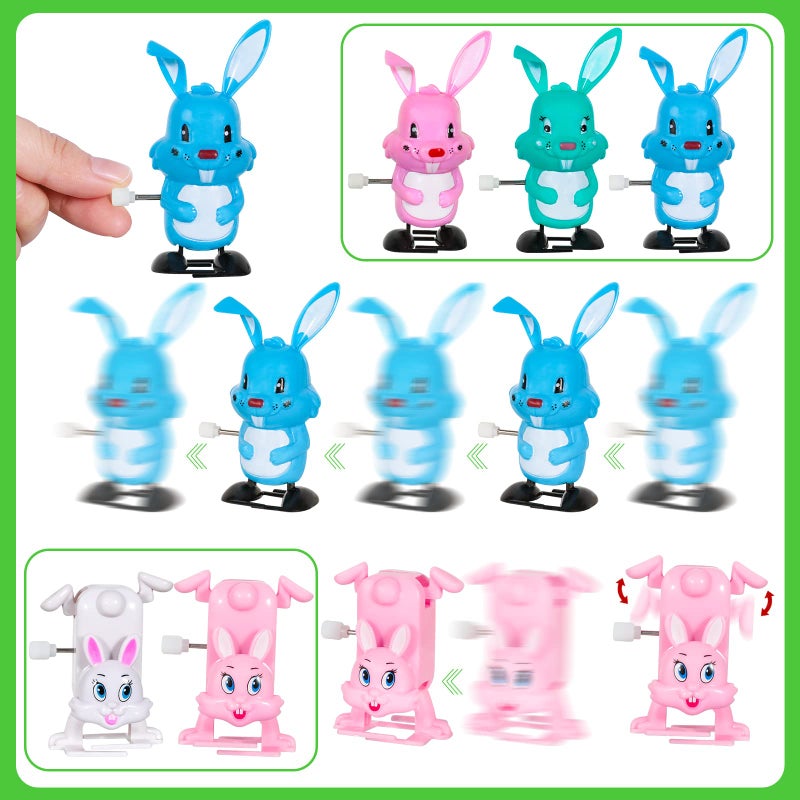 MGparty 12 Pack Easter Wind Up Toys Easter Party Favor Bunny Toys Easter Basket Stuffer Pinata Toys Goodie Bags Easter Gifts for Kids - Image 4