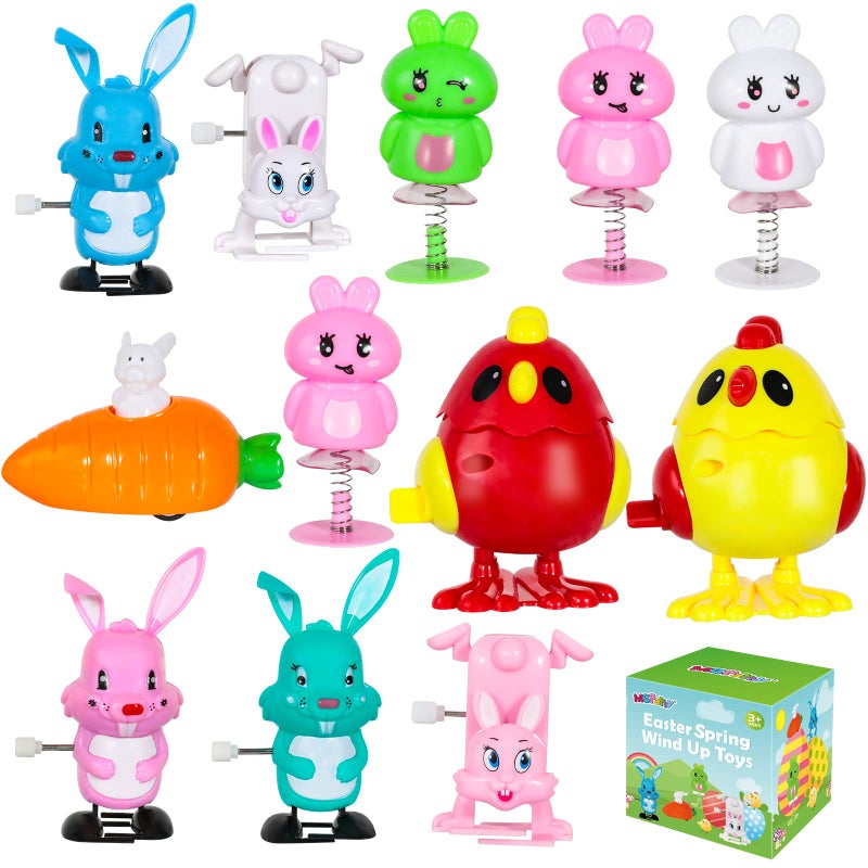MGparty 12 Pack Easter Wind Up Toys Easter Party Favor Bunny Toys Easter Basket Stuffer Pinata Toys Goodie Bags Easter Gifts for Kids - Image 1