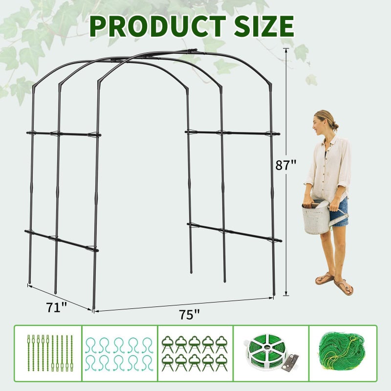 DoCred Tall Garden Arch Trellis for Climbing Plants, 87in Tall Metal Plant Support Trellis Archway for Climbing Vine Vegetable/Fruit/Flower Outdoor Yard Lawn Garden Arch Tunnel Trellis - Image 4
