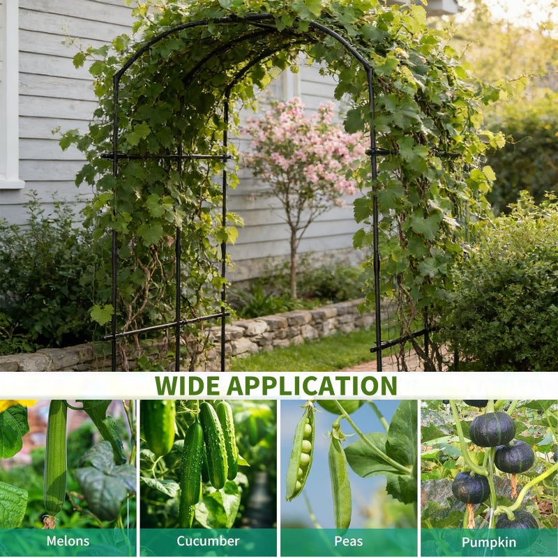 DoCred Tall Garden Arch Trellis for Climbing Plants, 87in Tall Metal Plant Support Trellis Archway for Climbing Vine Vegetable/Fruit/Flower Outdoor Yard Lawn Garden Arch Tunnel Trellis - Image 3