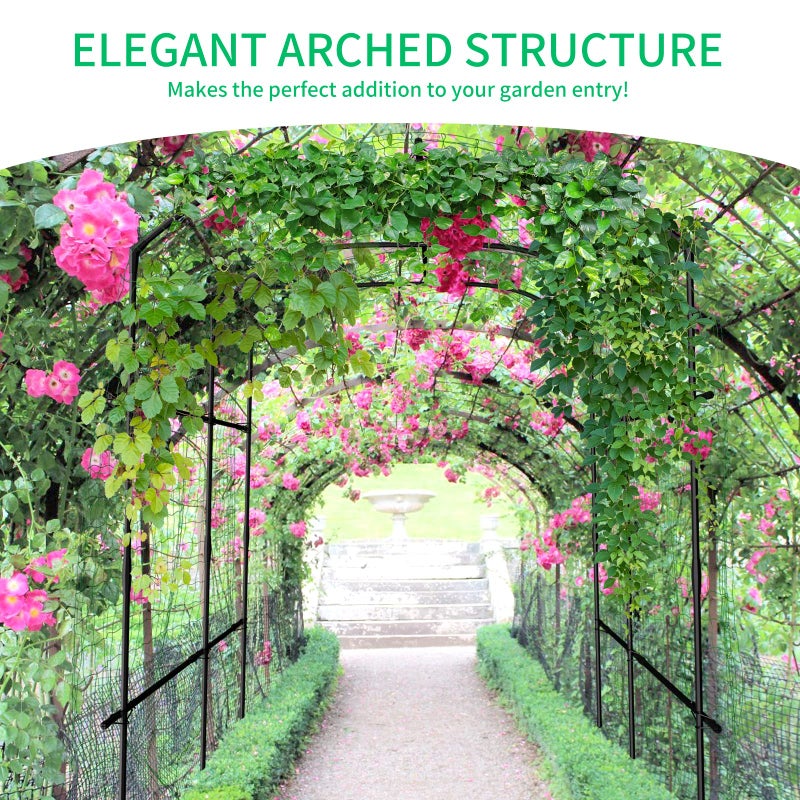 DoCred Tall Garden Arch Trellis for Climbing Plants, 87in Tall Metal Plant Support Trellis Archway for Climbing Vine Vegetable/Fruit/Flower Outdoor Yard Lawn Garden Arch Tunnel Trellis - Image 5