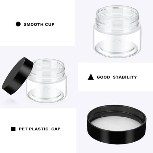 SATINIOR 36 Pieces 0.17 oz Plastic Jars with Lids Wide Mouth Airtight Reusable Container Acrylic Cosmetic Small Jars for Lotions Ointments Travel Toiletries Creams Make up Storage(Black) - Image 3