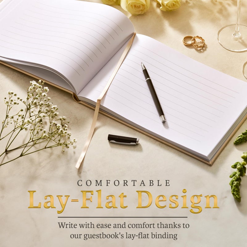 Promot Personalized Wedding Guest Book - Elegant Hardcover Guestbook for Wedding Reception, Bridal and Baby Shower, Birthday, Wedding Books Guests to Sign, Custom Embossed Text with Gold Metallic Foil - Image 4