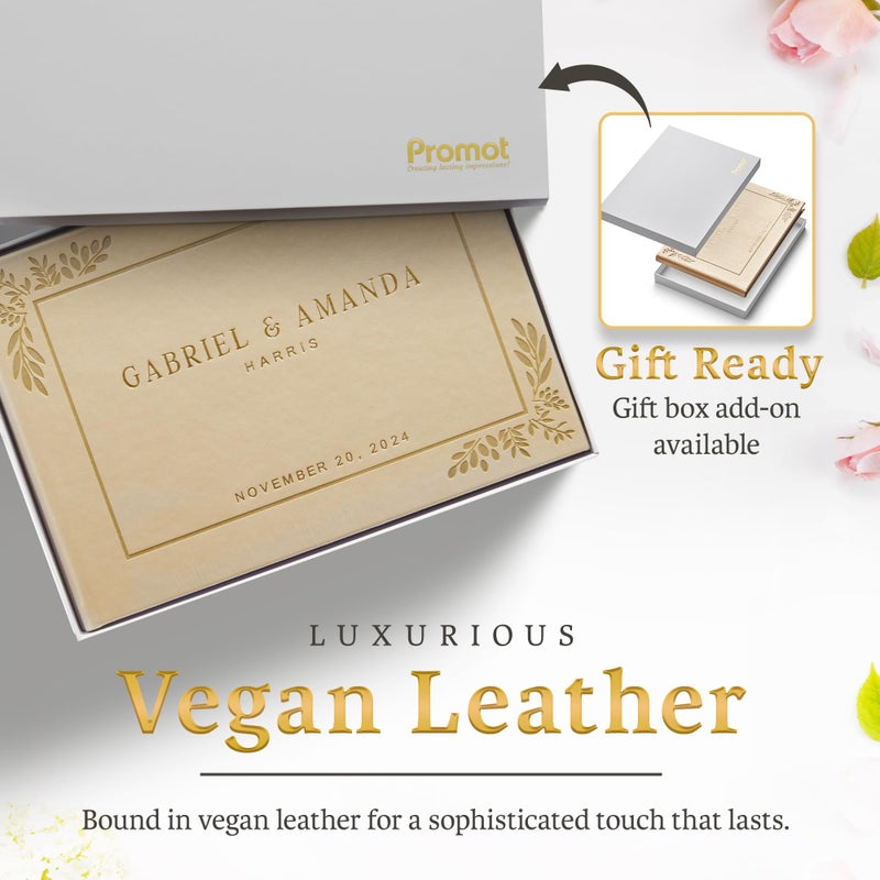 Promot Personalized Wedding Guest Book - Elegant Hardcover Guestbook for Wedding Reception, Bridal and Baby Shower, Birthday, Wedding Books Guests to Sign, Custom Embossed Text with Gold Metallic Foil - Image 3