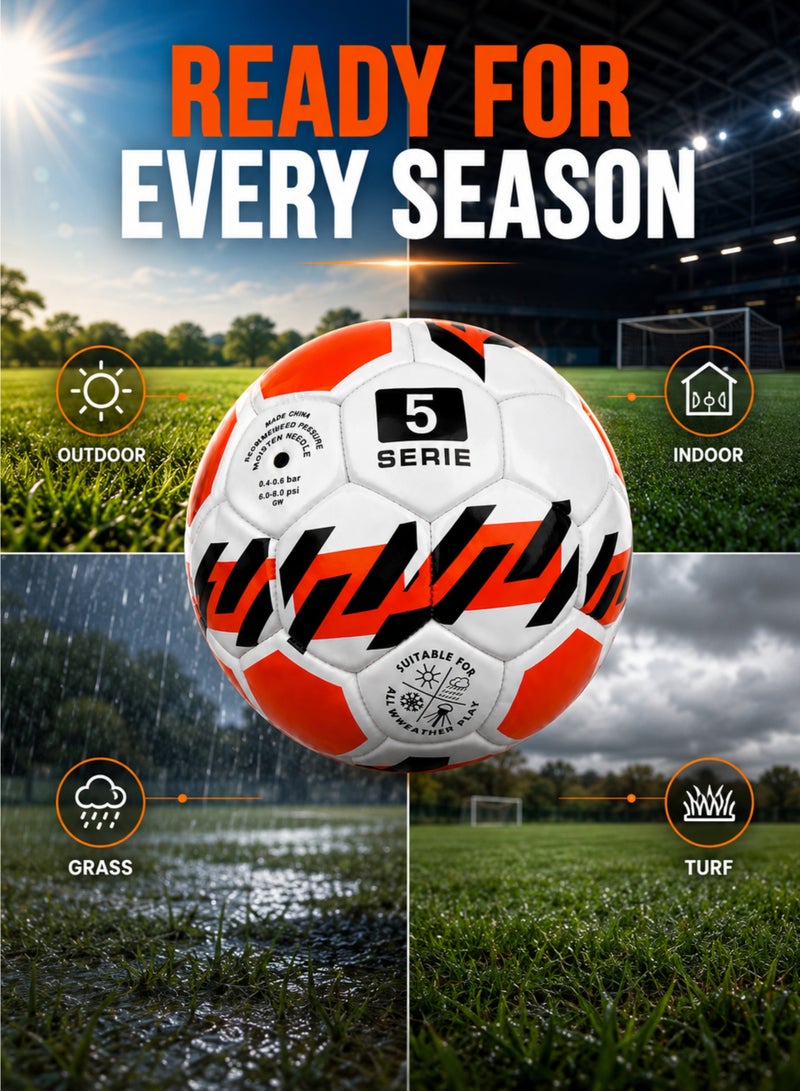 Size 5 Football Soccer Ball Training Match Ball Soft Touch Machine Stitched for Indoor & Outdoor Play - Image 5