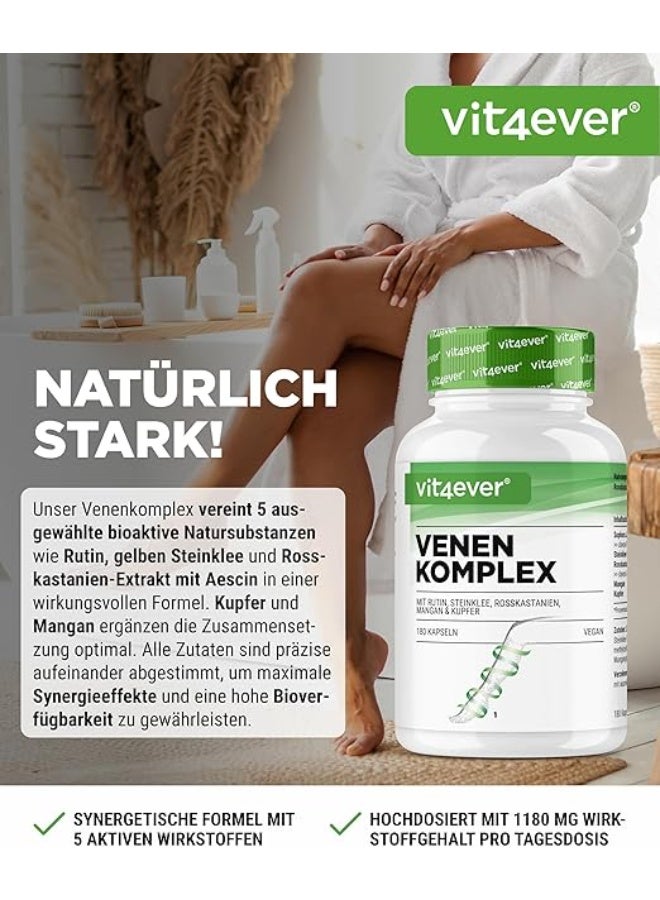 Vit4ever Vein Complex, High-Dose Rutin, Honey Clover, Horse Chestnut Extract, Manganese & Copper, Supports Healthy Circulation and Vein Strength, Premium Vegan Formula, 180 Capsules (3 Month Supply) - Image 2