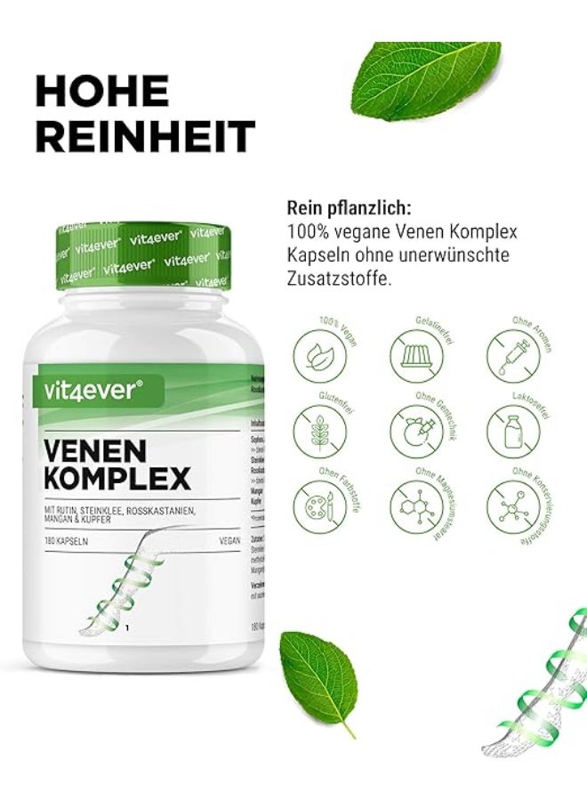 Vit4ever Vein Complex, High-Dose Rutin, Honey Clover, Horse Chestnut Extract, Manganese & Copper, Supports Healthy Circulation and Vein Strength, Premium Vegan Formula, 180 Capsules (3 Month Supply) - Image 3