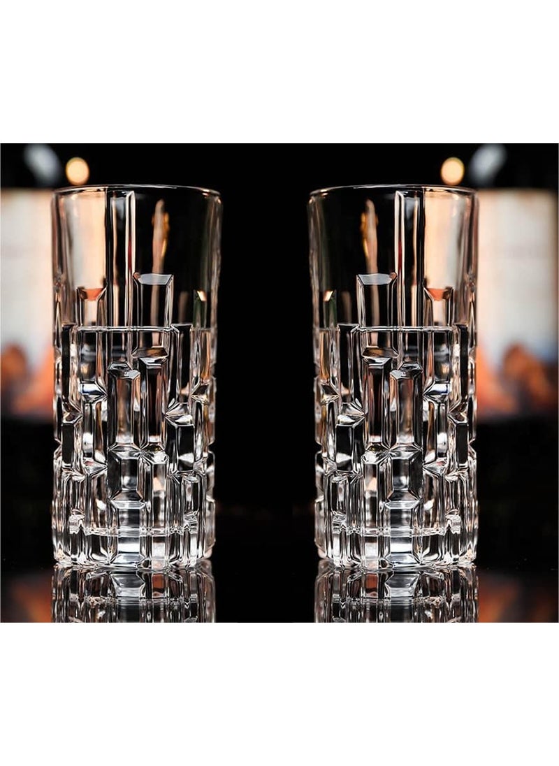 BLISS START BLISS START Happy Born Italian Premium Top Drink Water and Juice Glasses Set of 2 Drinking Stylish and Crystal Highball Glasses for Water Juice and Cocktails 300ML Transparent  - Image 1