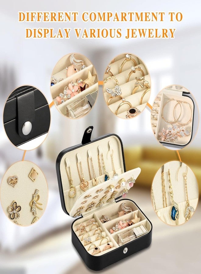 جيكرينا صندوق مجوهرات جيكرينا، منظم مجوهرات للسفر للنساء والفتيات، علبة مجوهرات صغيرة للخواتم والأقراط والقلائد والأساور وغيرها (أسود) - Image 3