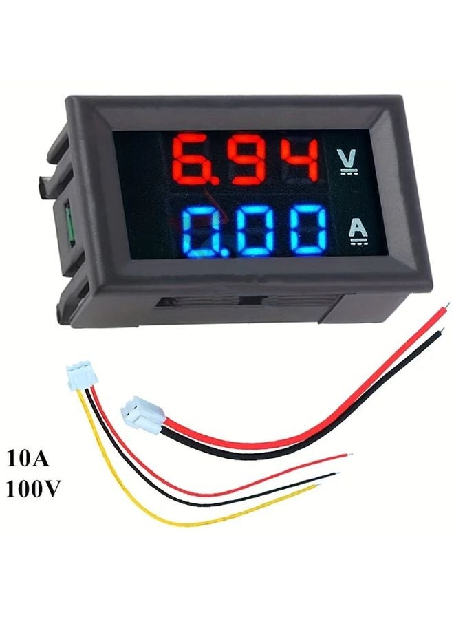 Blue Digital Voltmeter Ammeter DC 100V 10A Dual LED Display Panel With Wires - Image 4