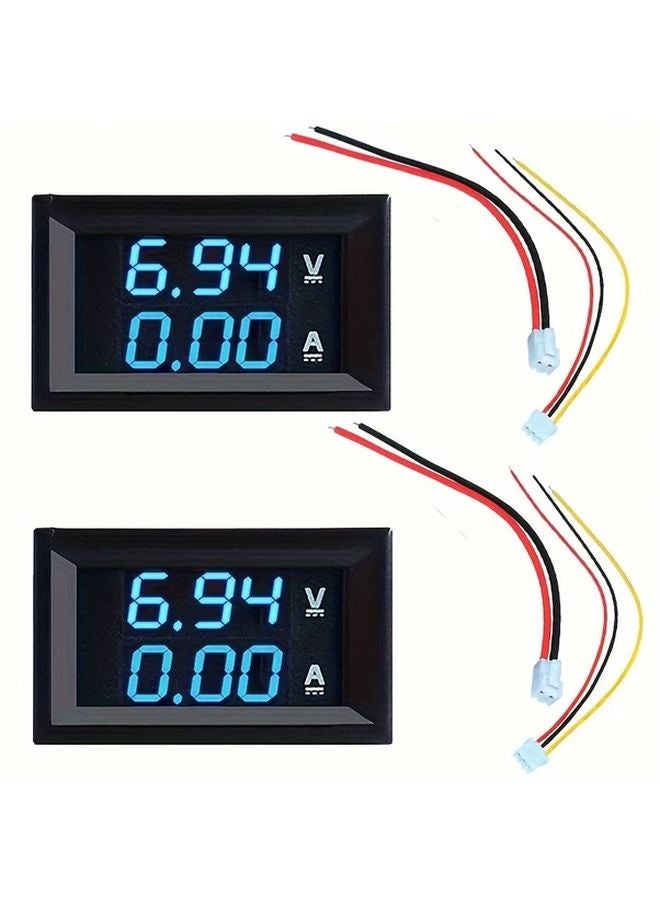 Blue Digital Voltmeter Ammeter DC 100V 10A Dual LED Display Panel With Wires - Image 1