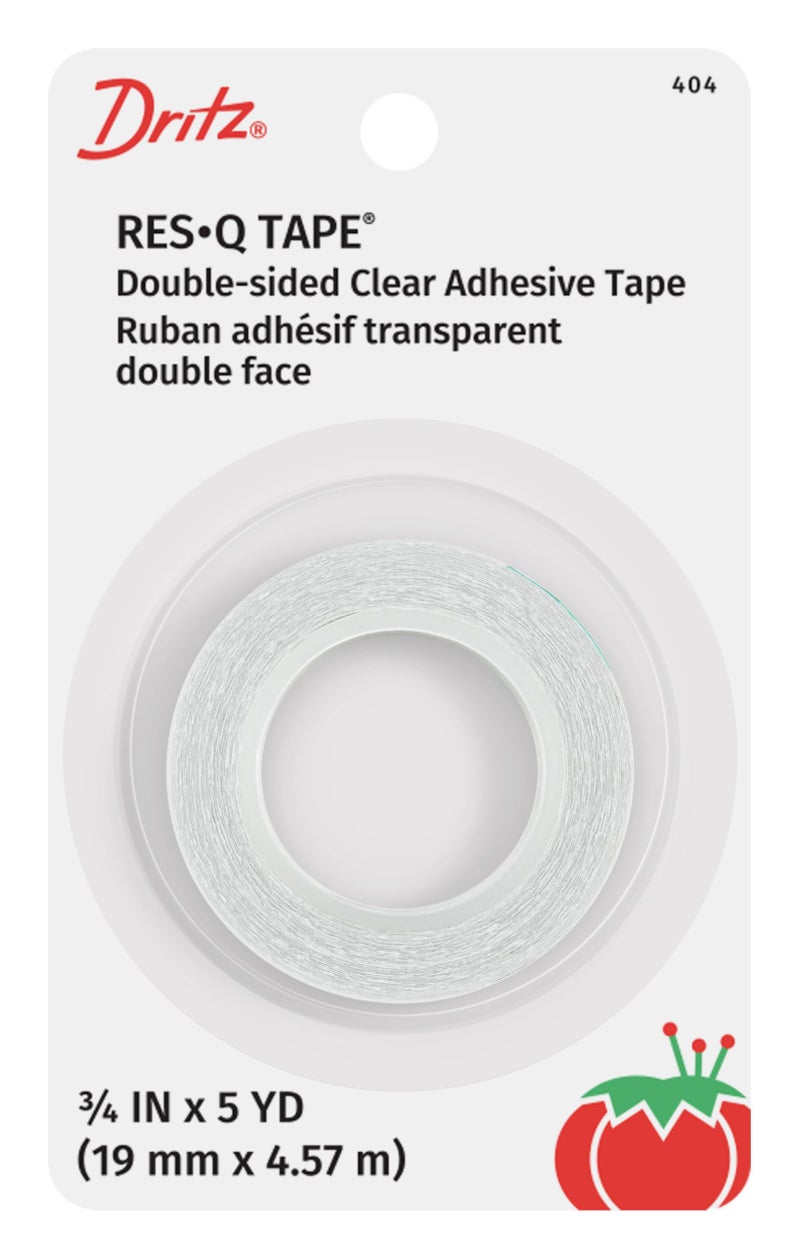 Dritz Res-Q Tape, 3/4" x 5 Yards, Double-Sided Fashion Tape - Clear Hypoallergenic Adhesive for Clothing & Body (No Residue) - Image 1