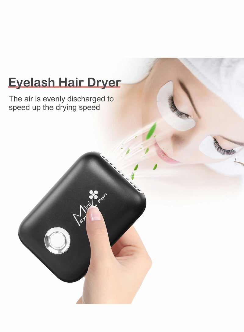 Portable Bladeless USB Mini Fan, Rechargeable Handheld Cooling Fan for Eyelash Extensions and Personal Use, Black - Image 2