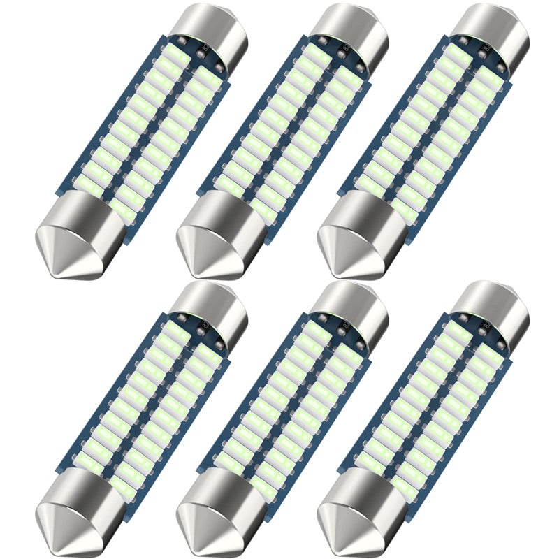 Serundo Auto 578 Led Festoon Bulb 2112 Led Car Bulb 41mm 42mm 165in 2122 Bulb for Car Map Light Dome Light 22SMD 3014 Chips Interior Led Festoon BulbPack of 6pcs Ice Blue Color