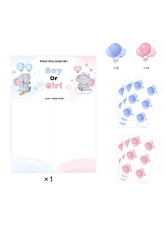 لوحة كشف جنس الطفل مع ملصقات مجموعة ألعاب تصويت حفلة استقبال المولود ذكر أو أنثى - Image 1