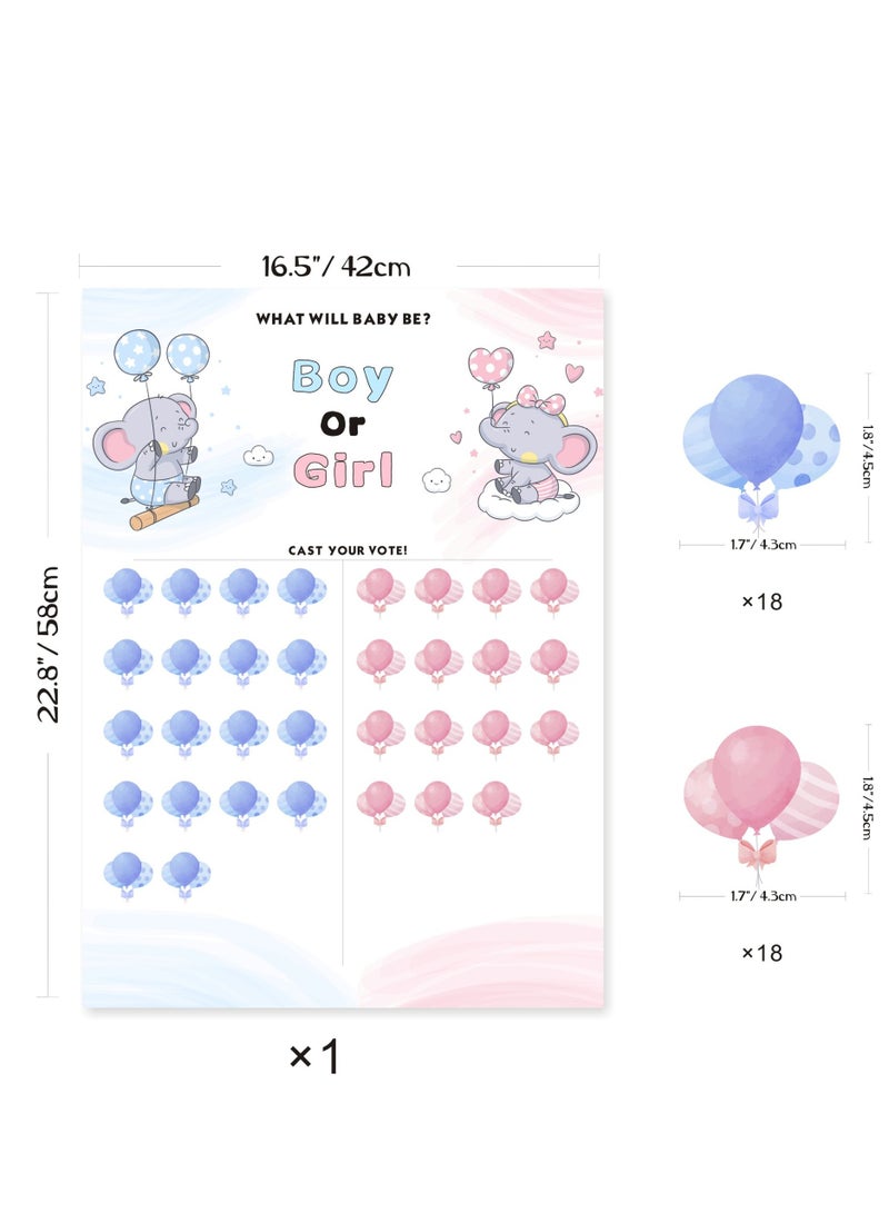 لوحة كشف جنس الطفل مع ملصقات مجموعة ألعاب تصويت حفلة استقبال المولود ذكر أو أنثى - Image 2