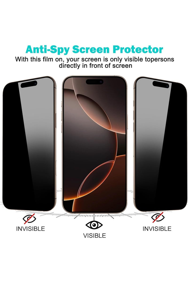 ELTRAZONE 3 Pack iPhone 17 Pro Max Privacy Screen Protector,Support Fingerprint Unlock Screen Protector for iPhone 17 Pro Max ,High hardness Tempered Glass Film,Anti-Scratch Case Friendly - Image 3