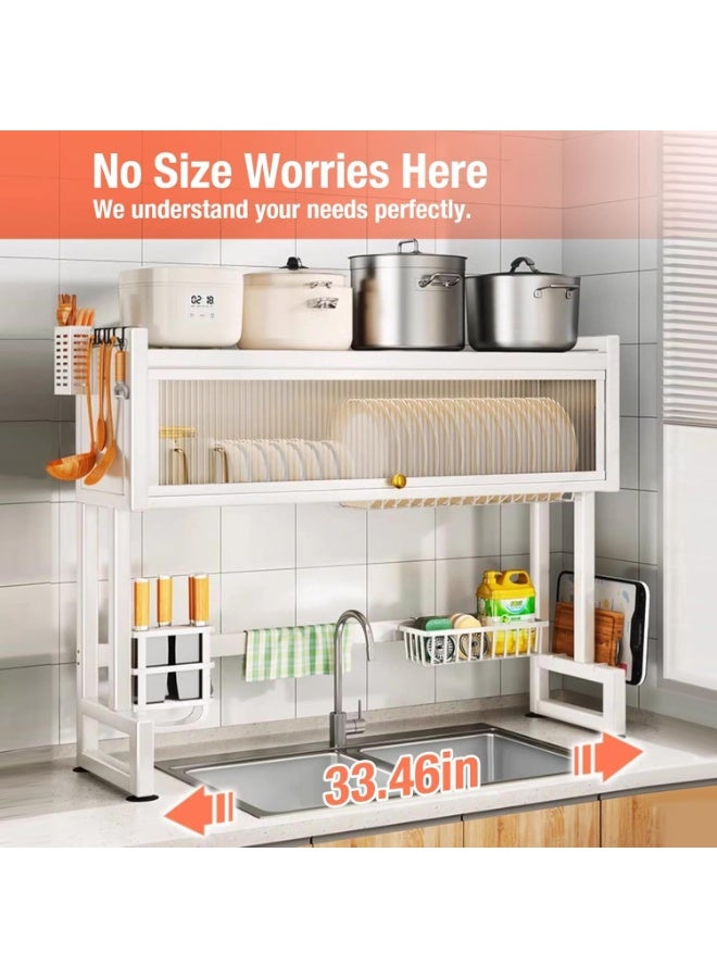 UV Enterprises Over the Sink Dish Drainer Drying Rack 3 Tier Over Sink Dish rack for a Tidy Kitchen Sink Shelf Organized Space-Saving Dish Rack with Cover for Dishes, Glasses, Bowls, and Cutlery - Image 5