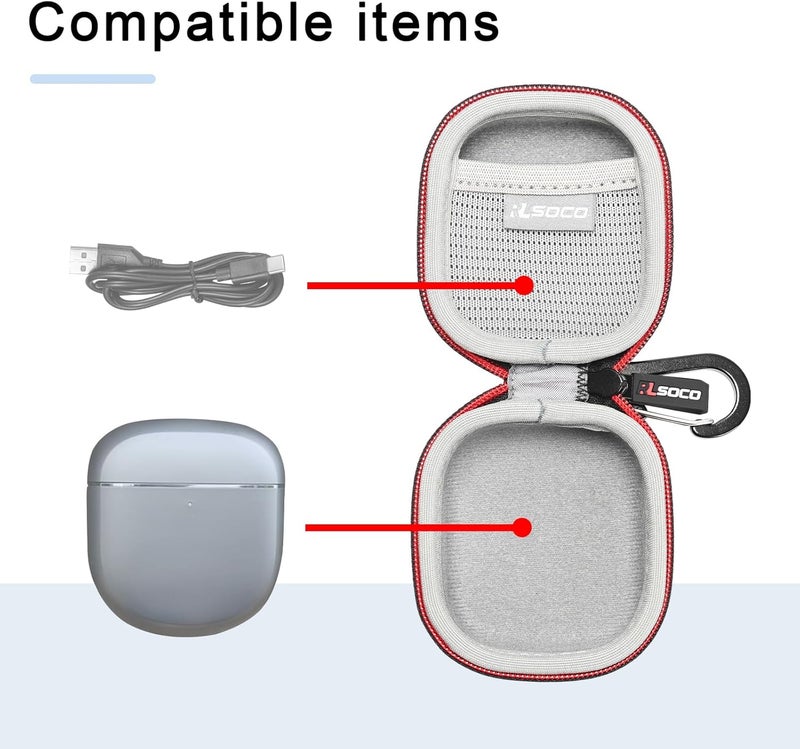 آر كيه باي كيس حافظة الصلبة لسماعات Bose New QuietComfort Ultra من الجيل الثاني / QuietComfort Ultra / Earbuds II اللاسلكية المانعة للضوضاء - أسود | حافظة تخزين مقاومة للصدمات والغبار والماء مع مشبك كربينر - Image 4