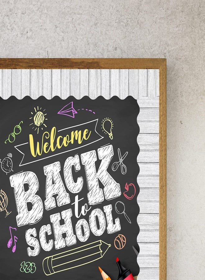 Clabby 49.2 ft Wood Bulletin Board Border Self Adhesive Border Rustic Farmhouse Medieval Bulletin Board Decoration Classroom Back to School Decorations for Office Chalkboard(White) - Image 4