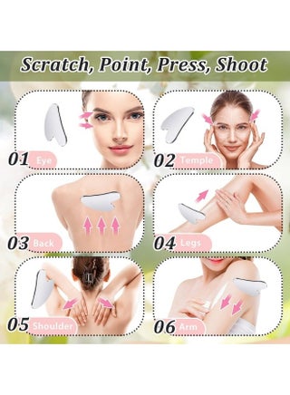 Stainless Steel Gua Sha Facial Tools Guasha for Face Metal Gua Sha Tighten Skin Massage Guasha Beauty Tool for Body Eyes Neck Massager with Travel Pouch Skin Care Gifts (Silver) - view 2
