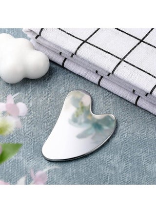 Stainless Steel Gua Sha Facial Tools Guasha for Face Metal Gua Sha Tighten Skin Massage Guasha Beauty Tool for Body Eyes Neck Massager with Travel Pouch Skin Care Gifts (Silver) - view 4