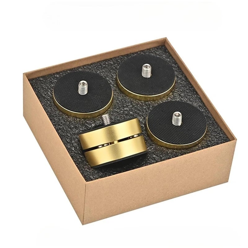 4pcs Speaker Shock-Absorbing Foot Nail Tripod Amplifier Foot Audiophile CD Player Bracket Anti Slip Shock-Absorbing Foot Pad(Gold,Large) - Image 1