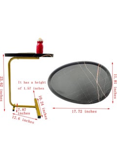 Y&D Small Side Table,23inch C Shaped End Table for Sofa and Bed, TV Tray Table with Metal Frame for Couch, Living Room, Bedroom  - Image 2