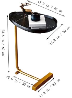Y&D Small Side Table,23inch C Shaped End Table for Sofa and Bed, TV Tray Table with Metal Frame for Couch, Living Room, Bedroom  - Image 5