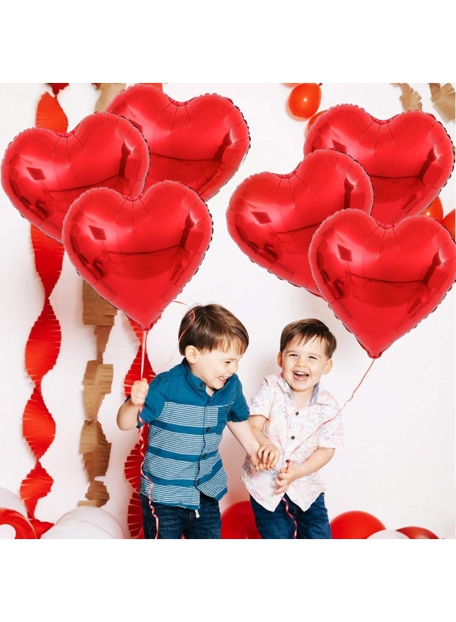 Red Heart Shaped Foil Balloons Set - Pack of 6 | Helium Supported Romantic Love Balloon Kit | Red Heart Balloon for Wedding, Anniversary, Valentines Day, Proposal, Bridal Shower, Birthday Decorations - Image 3