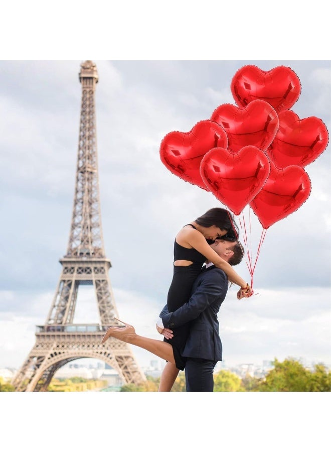 Red Heart Shaped Foil Balloons Set - Pack of 6 | Helium Supported Romantic Love Balloon Kit | Red Heart Balloon for Wedding, Anniversary, Valentines Day, Proposal, Bridal Shower, Birthday Decorations - Image 2