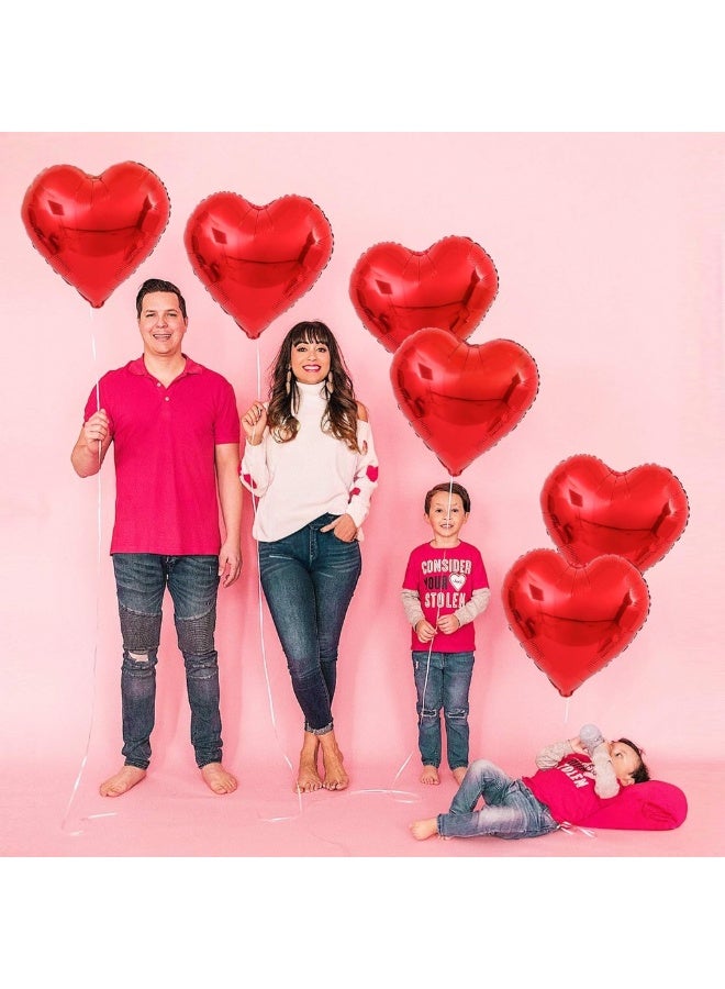 Red Heart Shaped Foil Balloons Set - Pack of 6 | Helium Supported Romantic Love Balloon Kit | Red Heart Balloon for Wedding, Anniversary, Valentines Day, Proposal, Bridal Shower, Birthday Decorations - Image 5