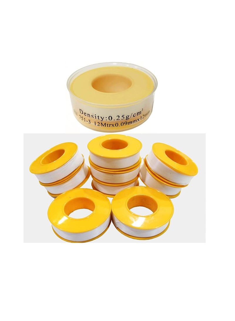 Thread Sealing Teflon Tape EN 751-3 with 0.25g/cm2 Density 0.9mmx12mm PTFE for Pipe Fittings and Fixing Water Leak Pack of 50 - Image 1