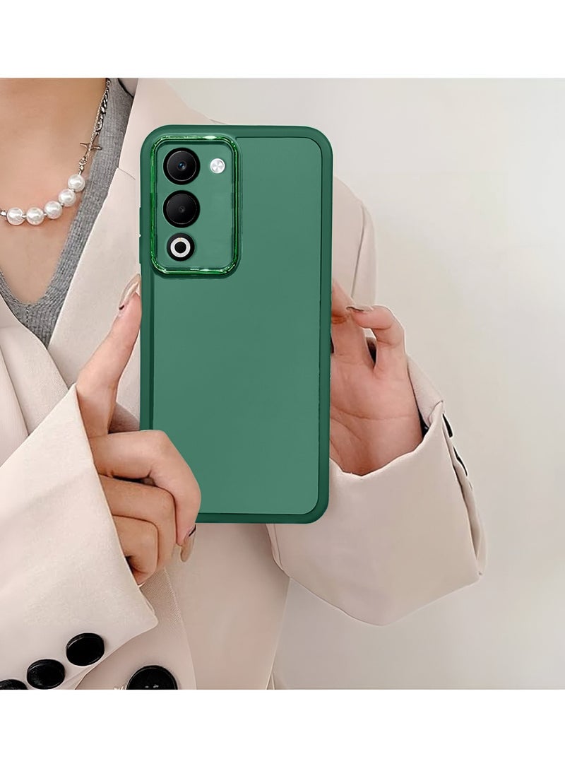 Wtech Oppo A5 4G/5G 2025 Soft Transparent TPU Camera Lens Protection Silicone Ultra Thin Phone Stylish Electroplated Camera Border Back Case Cover - Dark Green - Image 4