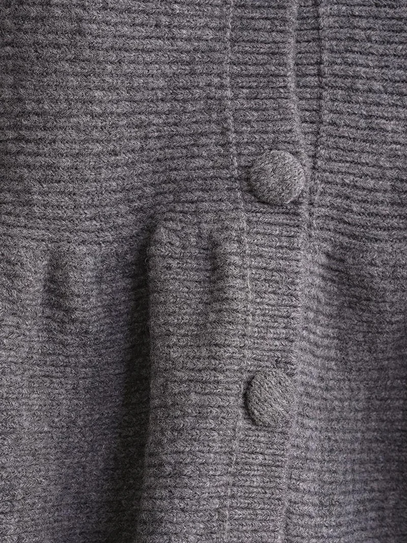 Mixray Dark Grey Mixray Frilly Knitwear Cardigan with Crew Neck for Women | Best Price UAE