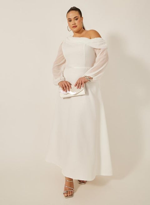sachin and babi light blue dress Veda Strappy Back Ruffle Chiffon Maxi Dress White main image 0