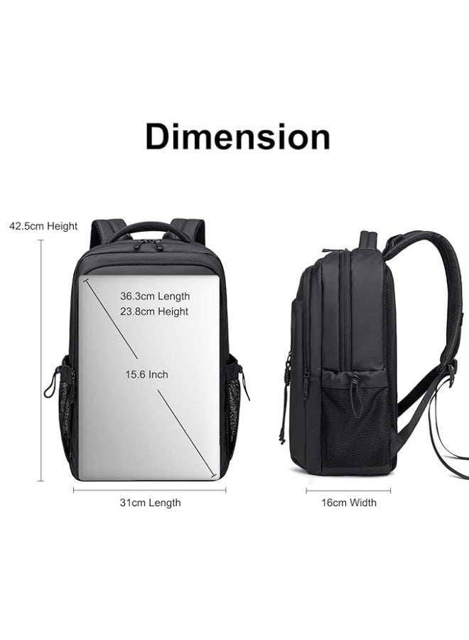 أركتيك هانتر حقيبة ظهر Arctic Hunter للرجال والنساء، 21 لترًا، حقيبة كمبيوتر محمول أنيقة مقاس 15.6 بوصة، سعة للاستخدام اليومي، حقيبة ظهر كمبيوتر محمول كاجوال متعددة الجيوب، مقاومة للماء، خفيفة الوزن، حقيبة ظهر مبطنة للمكتب والجامعة، لون أسود - Image 3