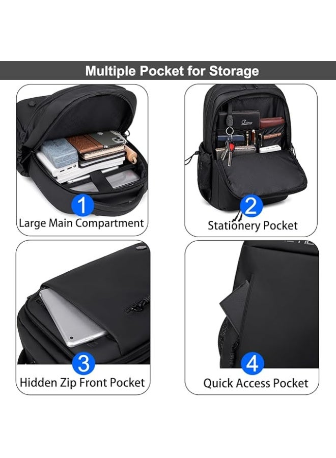 أركتيك هانتر حقيبة ظهر Arctic Hunter للرجال والنساء، 21 لترًا، حقيبة كمبيوتر محمول أنيقة مقاس 15.6 بوصة، سعة للاستخدام اليومي، حقيبة ظهر كمبيوتر محمول كاجوال متعددة الجيوب، مقاومة للماء، خفيفة الوزن، حقيبة ظهر مبطنة للمكتب والجامعة، لون أسود - Image 2