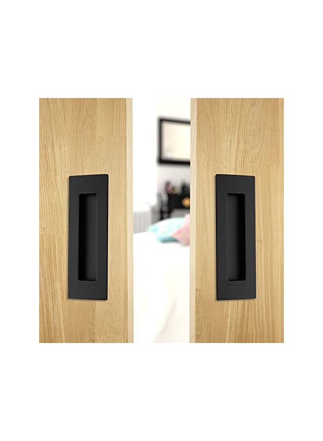 promass 6 Inch Recessed Finger Flush Pulls for Pocket Door Closet Door, Sliding Barn Door Handle, Matte Black Stainless Steel Rectangular Door Pulls Hardware(2 Pack) - Image 4