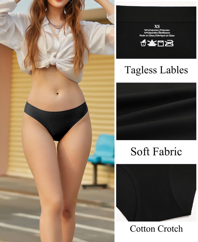 FINETOO 6 Pack Womenâ€™s Seamless Hipster Underwear No Show Panties Invisibles Briefs Soft Stretch Bikini Underwears XS-XXL(M) - Image 3