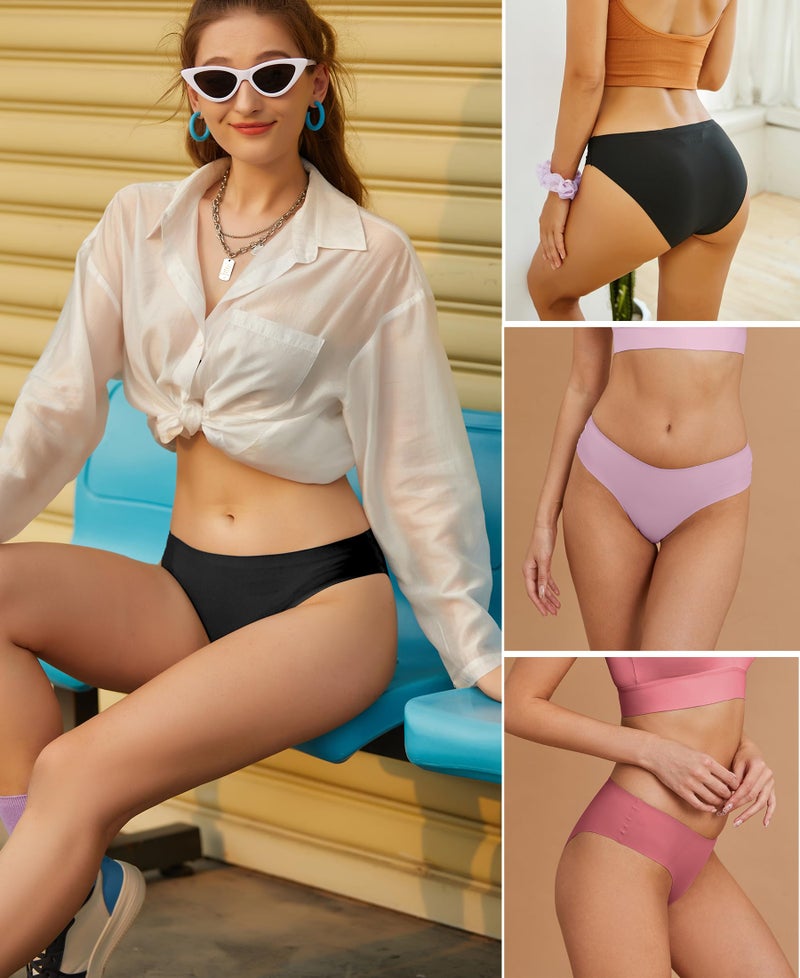 FINETOO 6 Pack Womenâ€™s Seamless Hipster Underwear No Show Panties Invisibles Briefs Soft Stretch Bikini Underwears XS-XXL(M) - Image 2