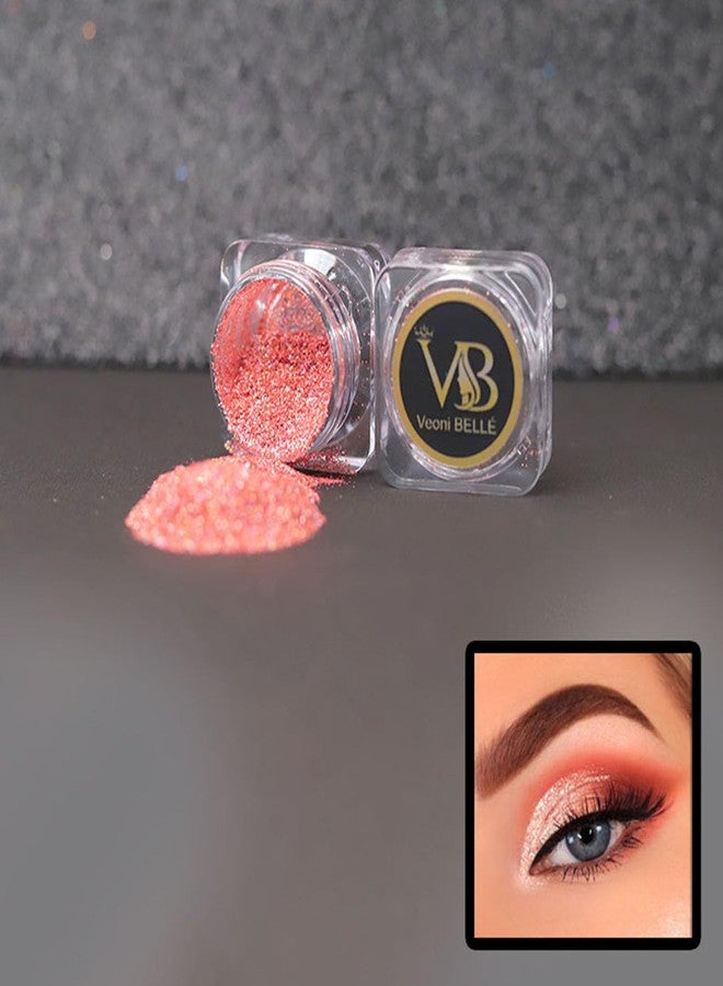 Veoni BELLE Set of 2 Professional Glitter Eyeshadow Metallic Loose Powder Pigment 5gm Each (Peach & Ruby Red) - Image 2