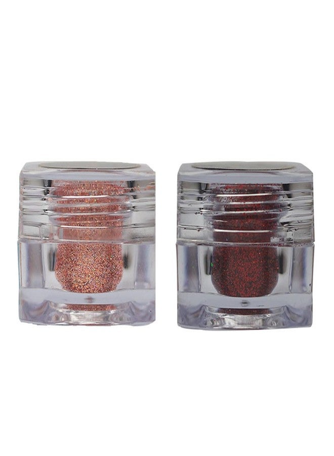 Veoni BELLE Set of 2 Professional Glitter Eyeshadow Metallic Loose Powder Pigment 5gm Each (Peach & Ruby Red) - Image 1