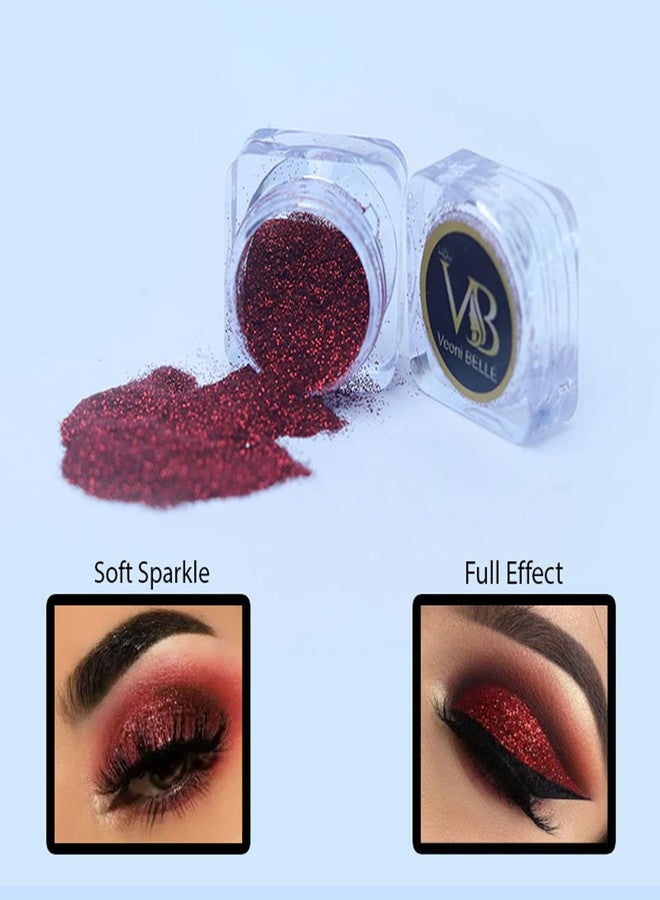 Veoni BELLE Set of 2 Professional Glitter Eyeshadow Metallic Loose Powder Pigment 5gm Each (Peach & Ruby Red) - Image 4