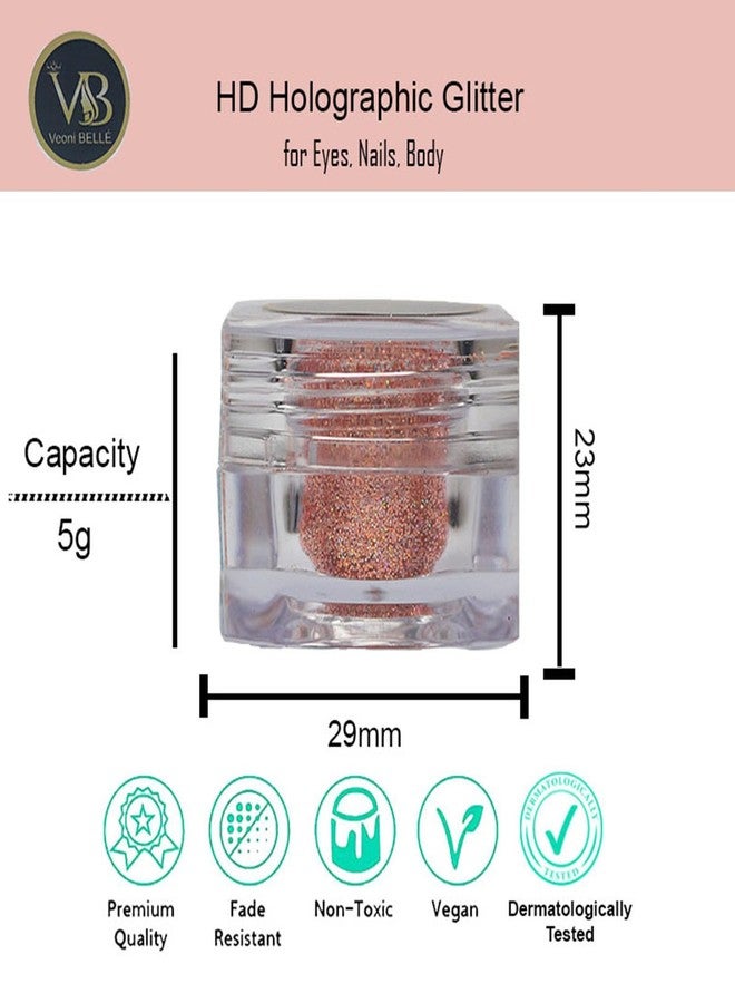 Veoni BELLE Set of 2 Professional Glitter Eyeshadow Metallic Loose Powder Pigment 5gm Each (Peach & Ruby Red) - Image 3