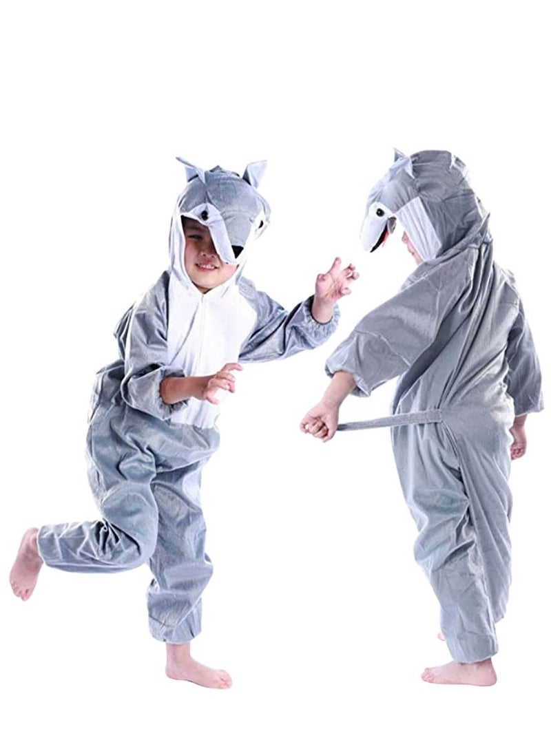 Brain Giggles Brain Giggles Wolf Animal Plush Costume Design Carnival Party Jumpsuit for Kids Boys and Girls Large  - Image 1
